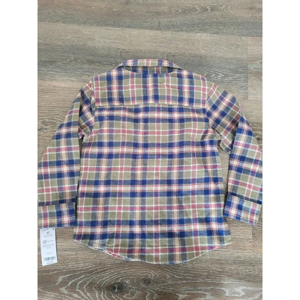 OshKosh B'gosh Toddler Boys Plaid Long Sleeve Button Down Shirt Size 5T‎ #8